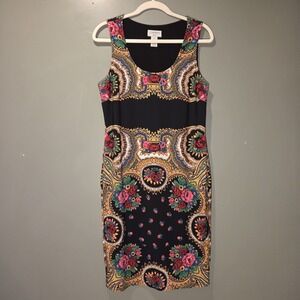 Carmen Marc Valvo Floral Print Sleeveless Sheath Dress, Women's Size M, Multi